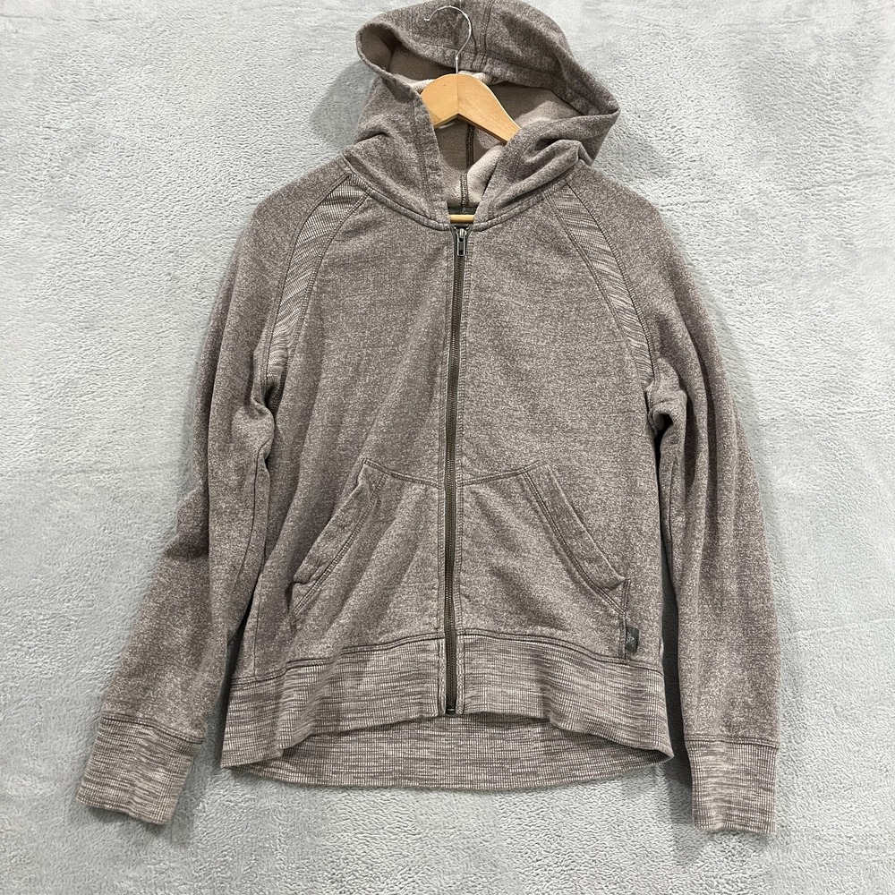 Prana Hoodie Womens‎ Large Full Zip Organic Cotton Heather Brown